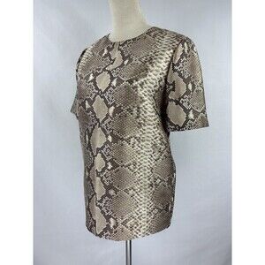 Tory Burch Snakeprint Snake Reptile Animal PrintBlouse Top Tan Cream 4 Wool Silk